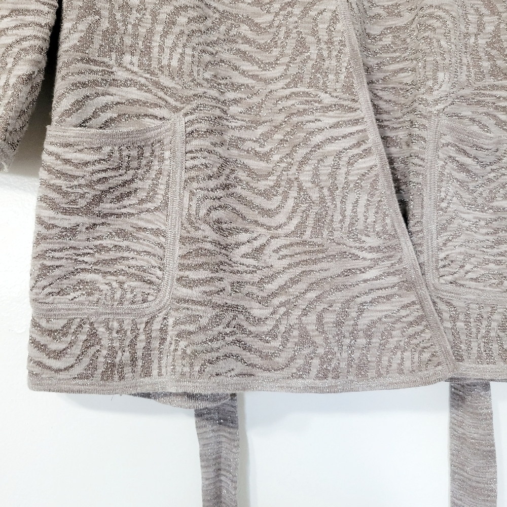 Rebecca Moses Kimono Style Animal Print Metallic Cardigan Size M - Picture 3 of 10
